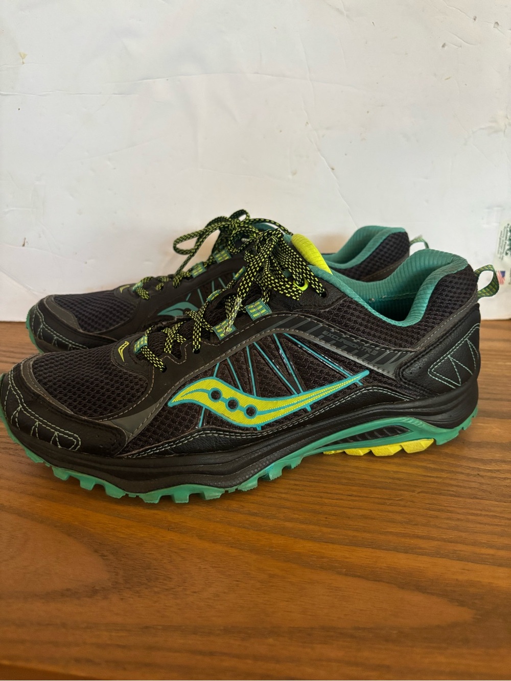 Saucony Women's Black, Teal & Yellow Trail Sneakers